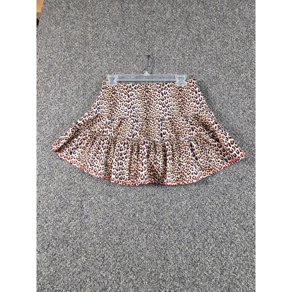 Lucky in Love Skort Womens Medium Brown Leopard Print Excellent Tiered Ruffle